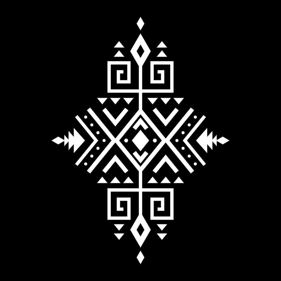 Ethnic ornament, aztec element. Tribal design, geometric symbol for border, frame, tattoo, logo, card, decorative paper. Navajo motif, isolated on black background. vector