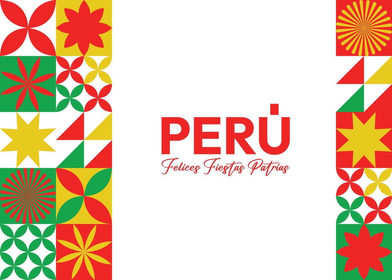 Felices Fiestas Patrias Peru Independence Day celebration banner with modern flat style, colorful geometric abstract background, and festive pattern template. vector