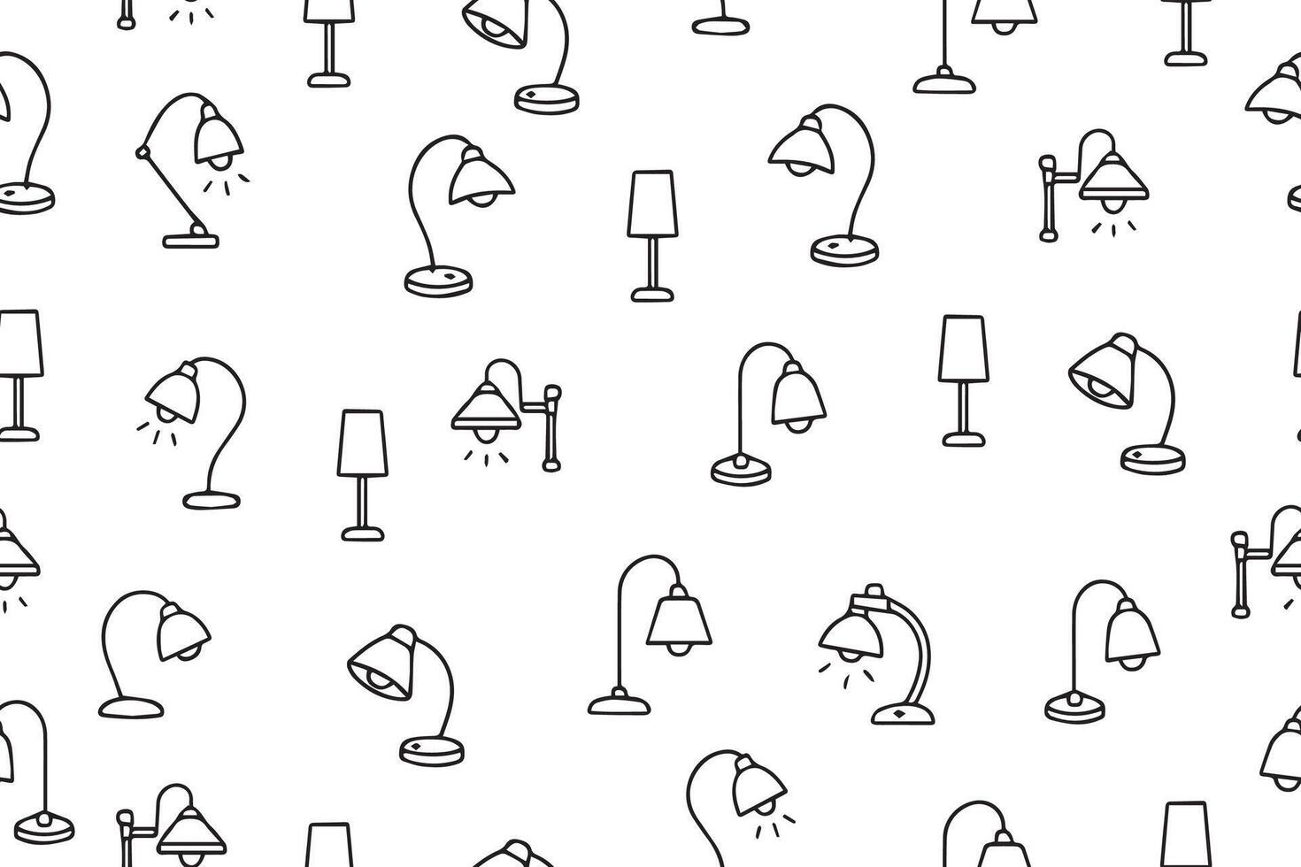 Seamless pattern of hand drawn light bulb icons. vector