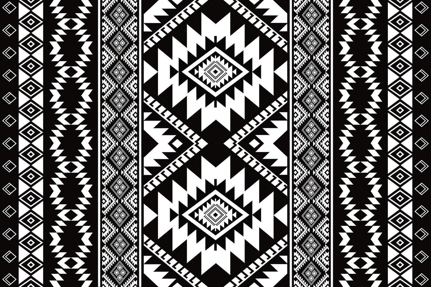 Geometric seamless ethnic pattern texture background design in black white color vector