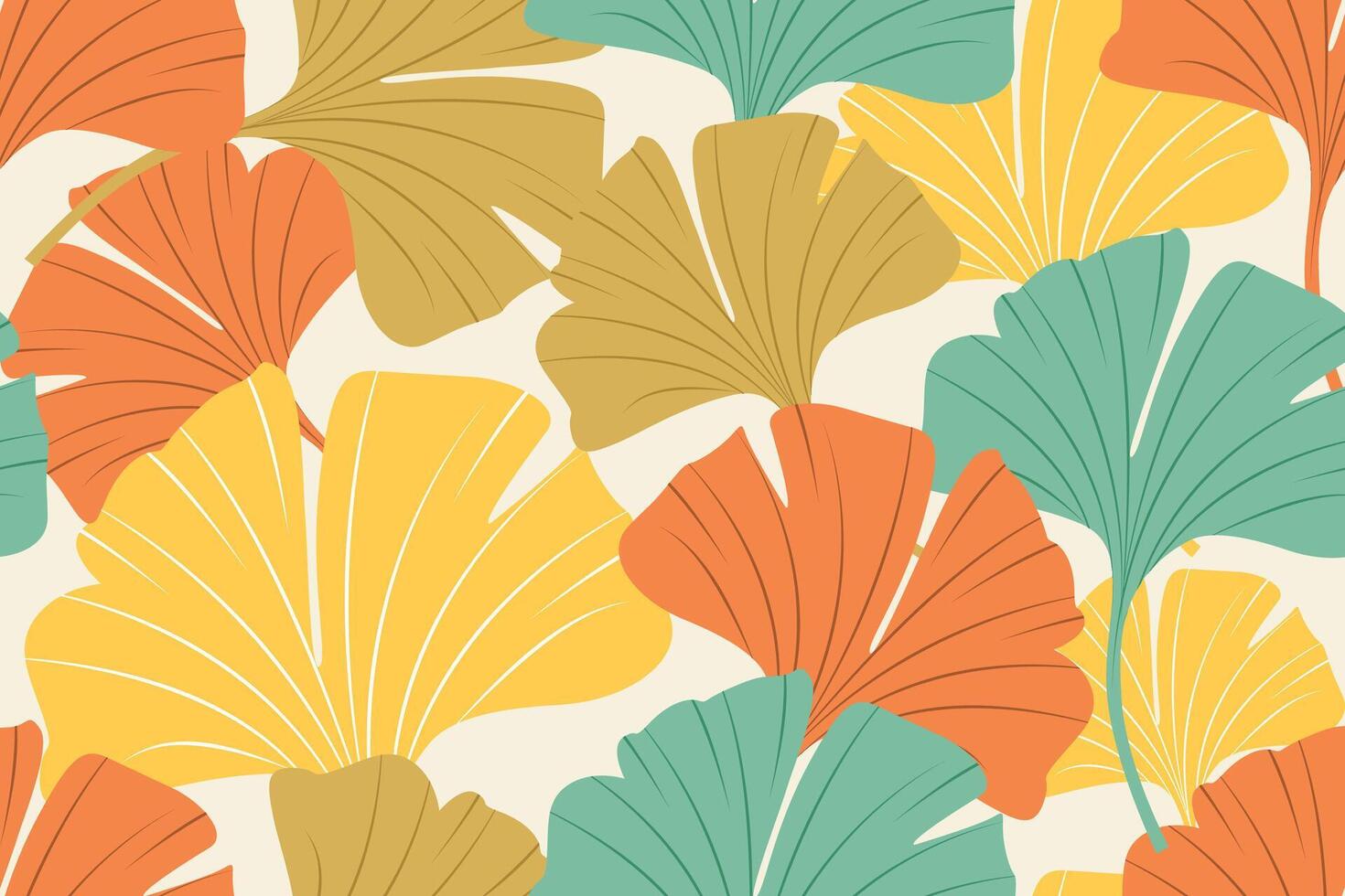 Colorful ginkgo leaves pattern vector
