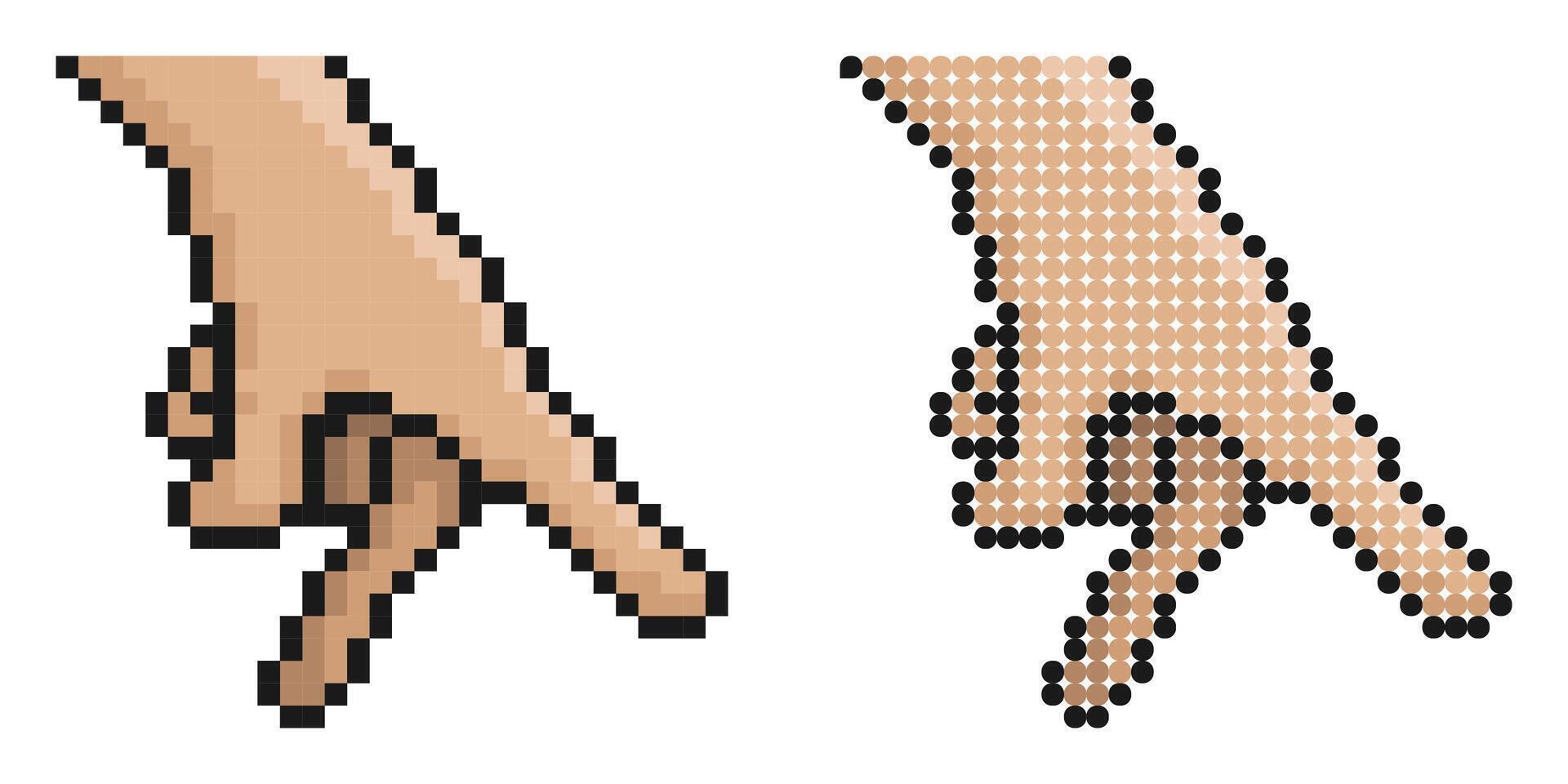 Pixel icon. Human hand shows hitting the ball. Gesture of playing with small ball on table or toy sports field. Simple retro game image isolated on white background vector