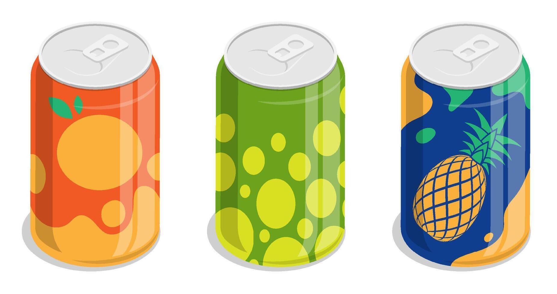 Isometric aluminum can with soft drinks. Storing cocktails and soda in jar. 3d image isolated on white background vector