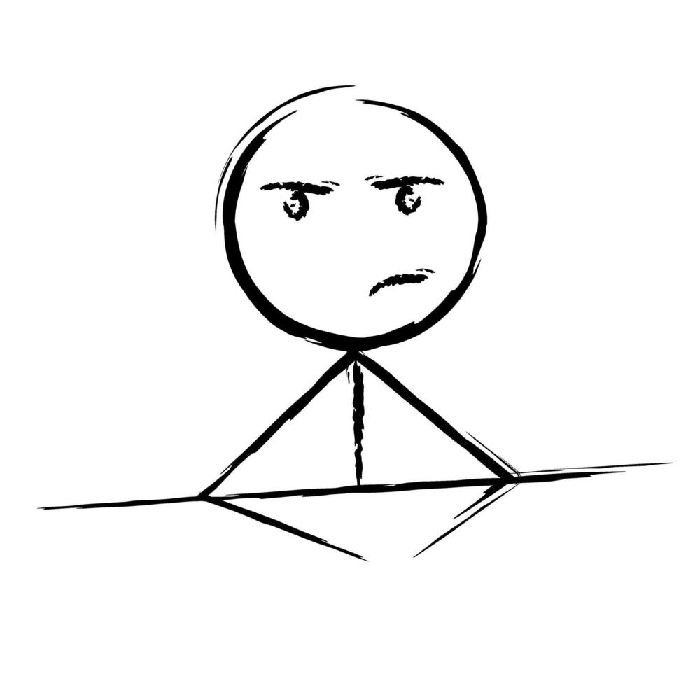 Rough Brush Angry Stick Figure Frustrated Man Illustration Character Design vector