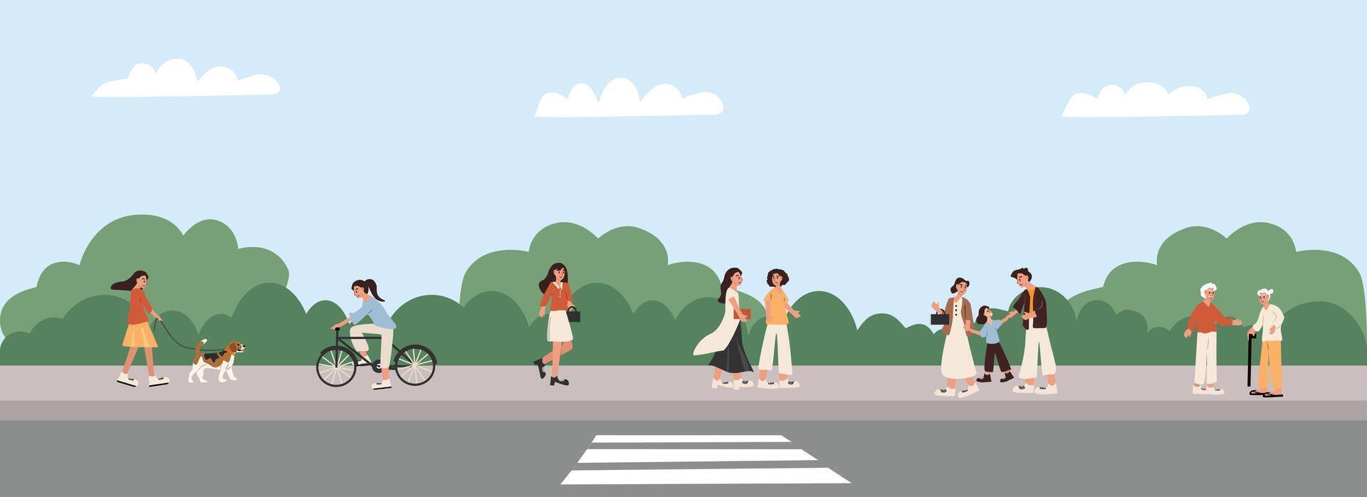 People in a park enjoying activities vector