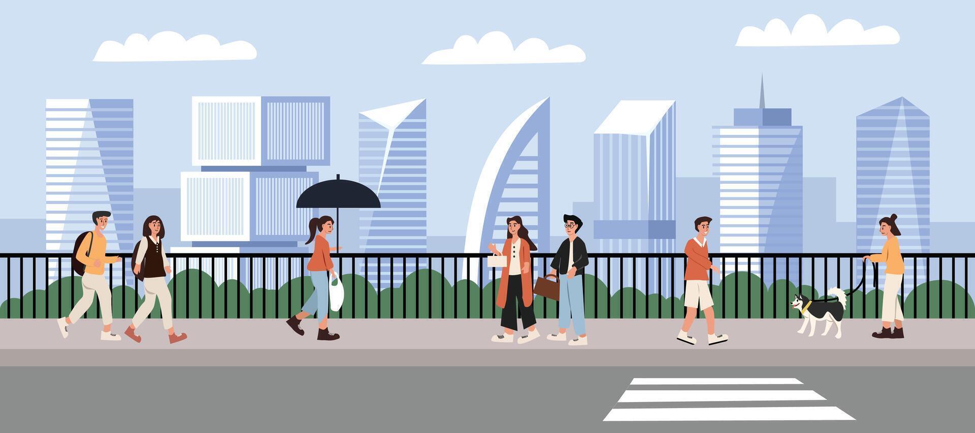 People walking in a city vector