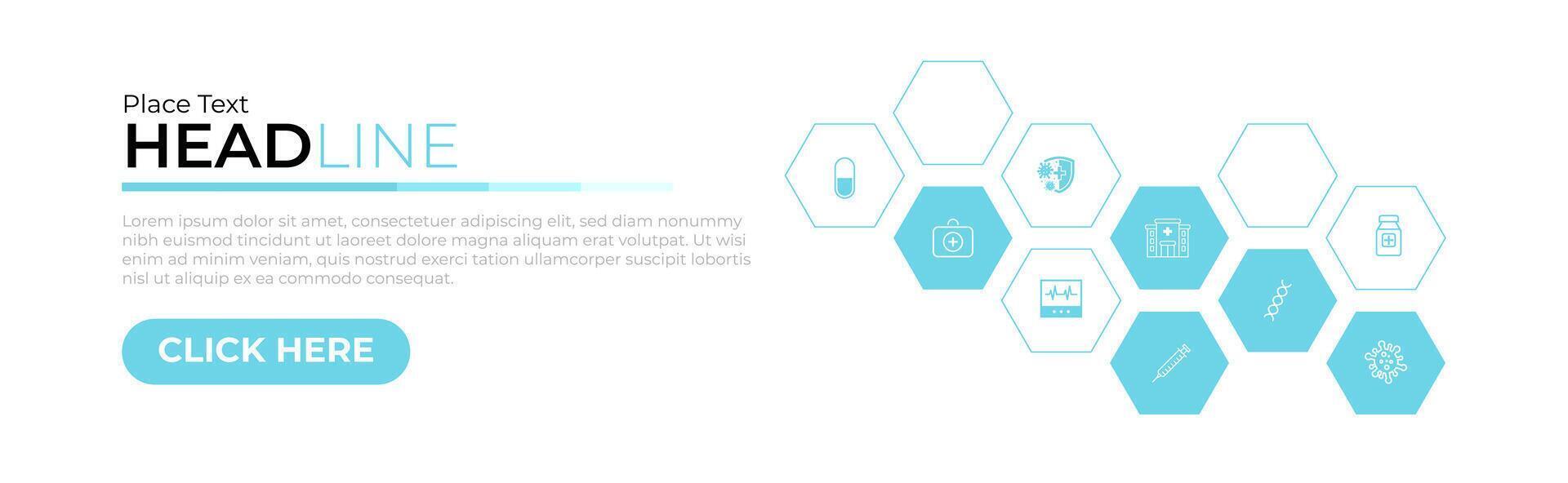 Abstract medical web banner design background template. Blue cover header background for website design, social media cover, ads banner, flyer vector