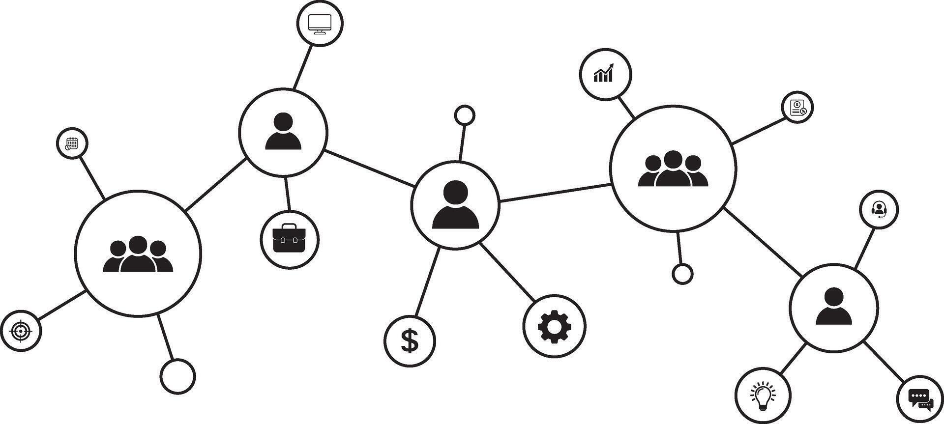 Online marketing and digital business with social network connection. vector