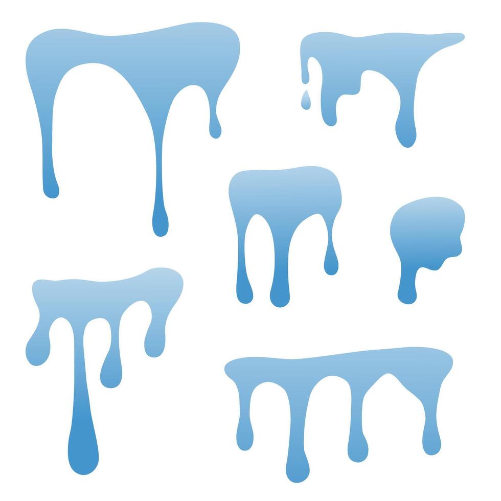 Set of substance flow. The liquid substance drips and flows. Flowing paint. vector