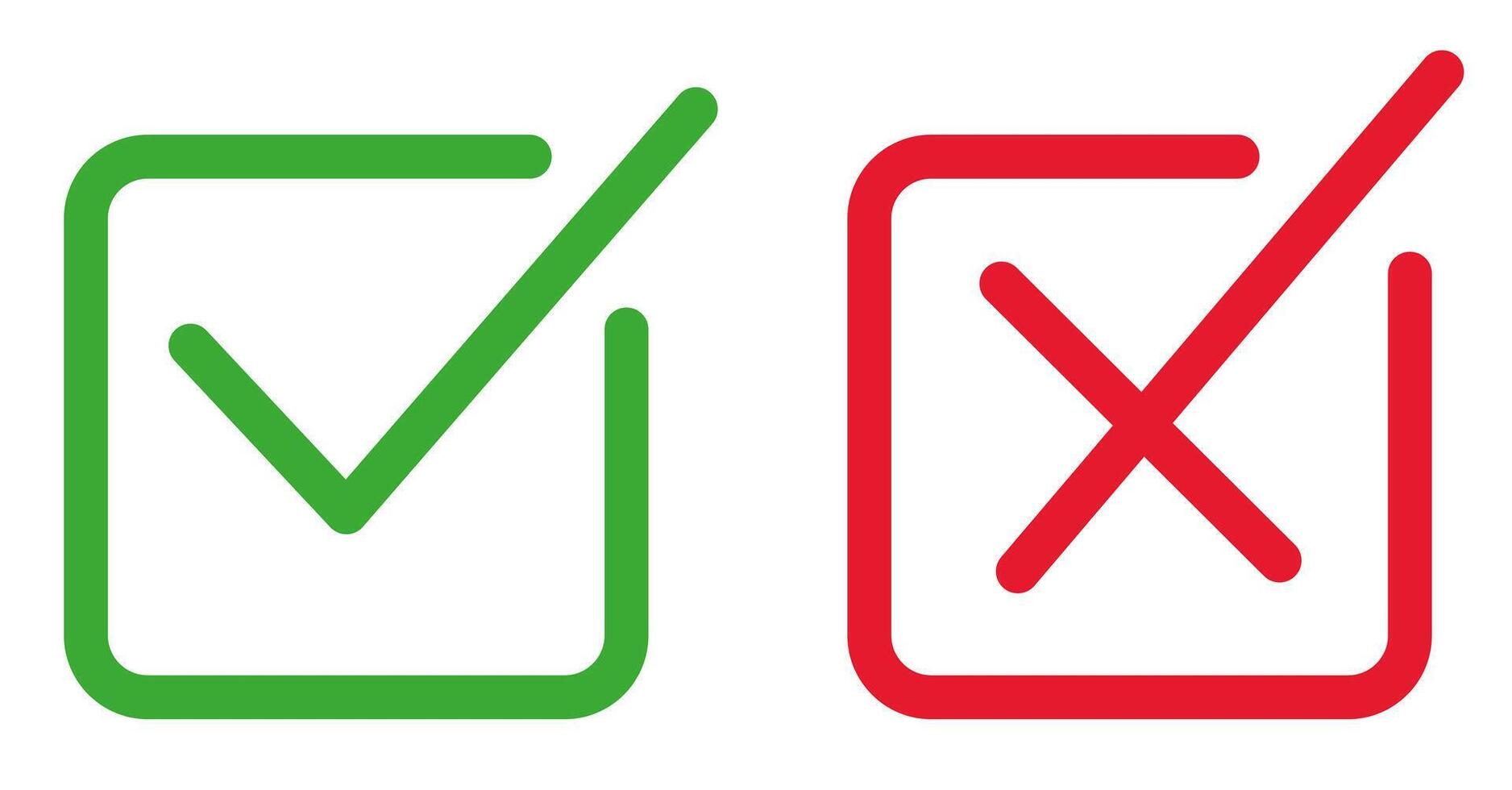 Green ticks and red crosses. Yes or no. vector