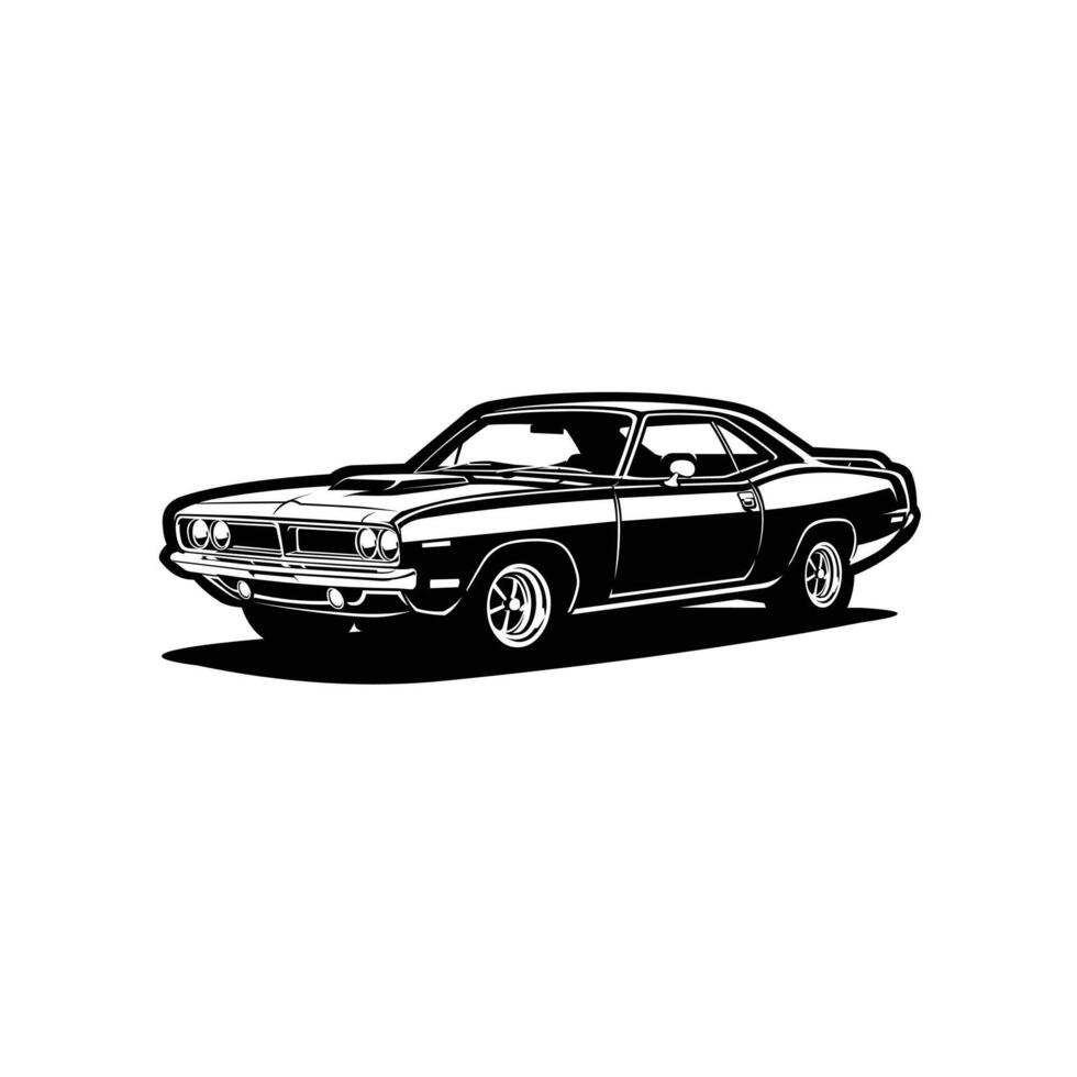 Classic american muscle car art icon monochrome isolated vector