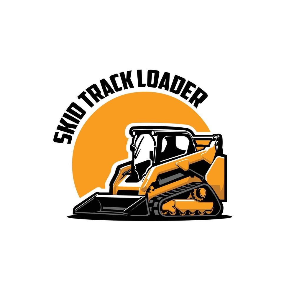 Skid track loader art illustration logo isolated vector