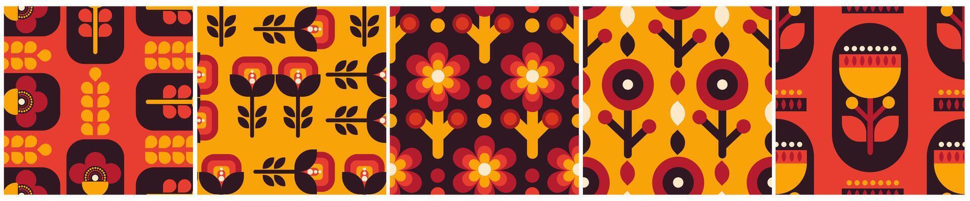 Colorful floral design patterns vector