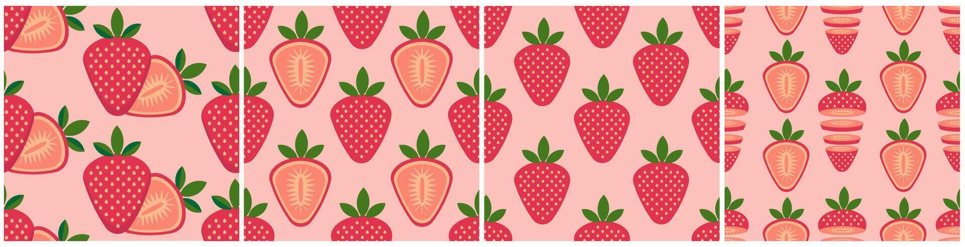 colorful strawberry patterns design vector