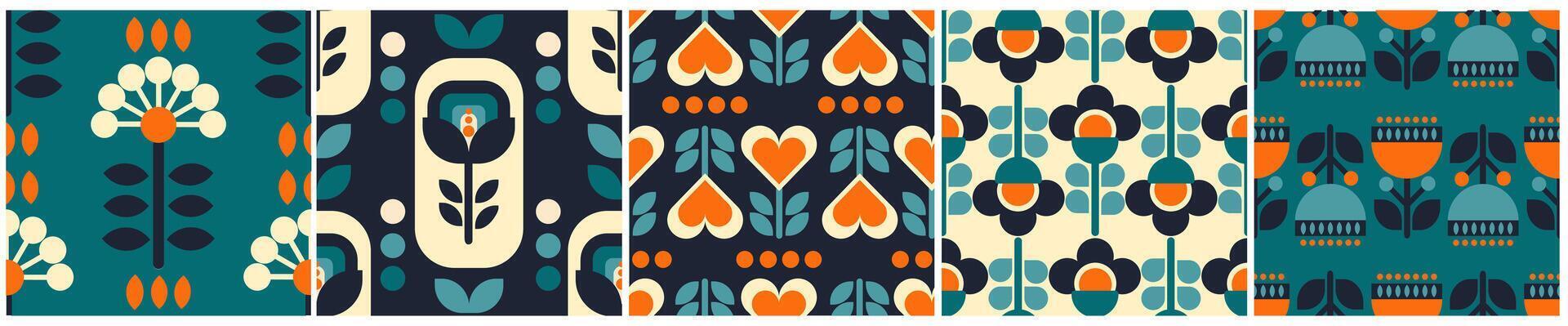 Colorful floral pattern designs vector