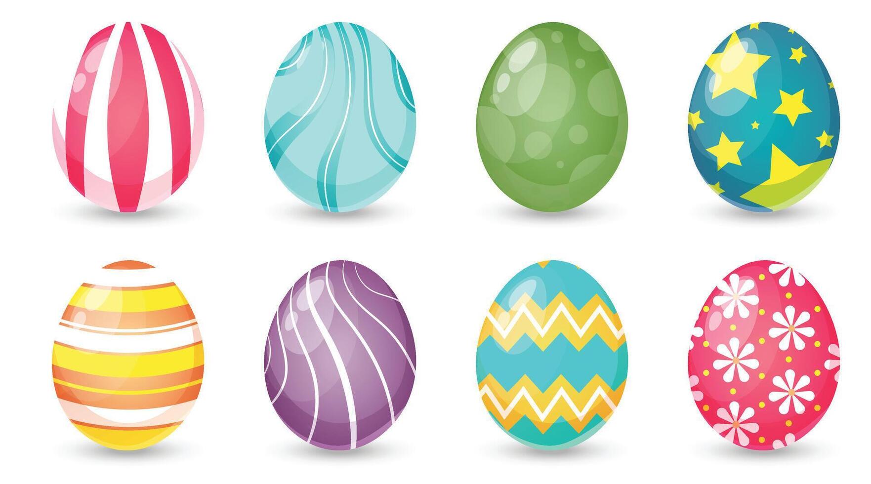 Colorful decorated Easter eggs vector