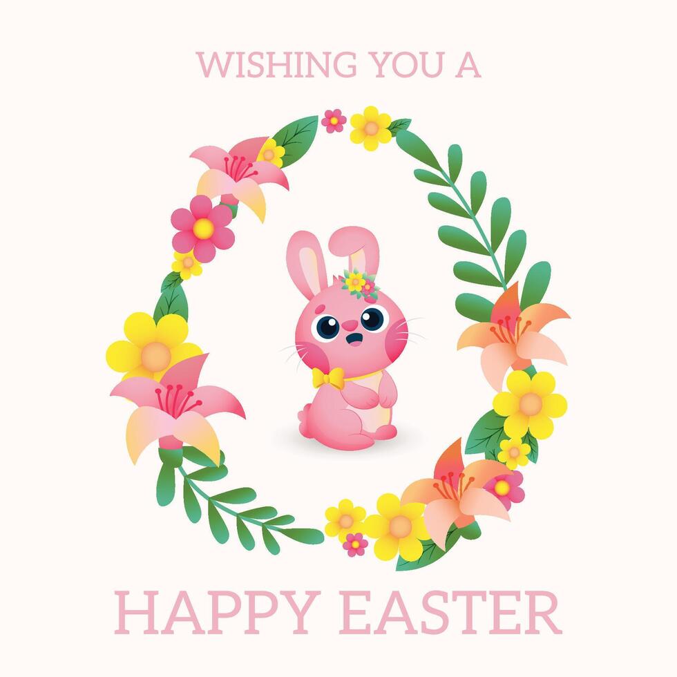 Floral Easter Dreams with Rabbit and Sky Blue Hue vector