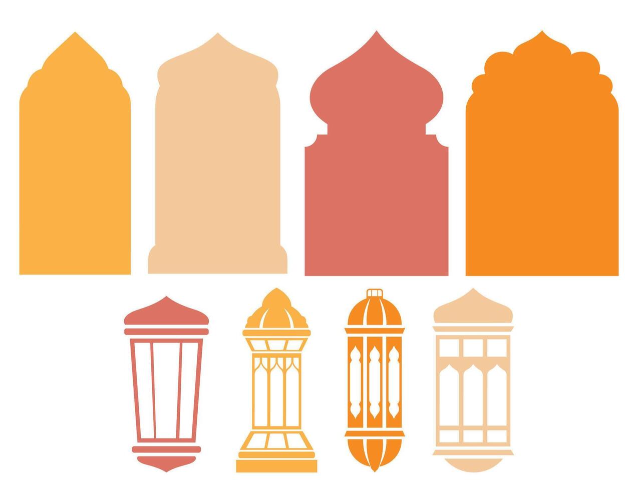 Oriental Pattern Set with Islamic Arches for Ramadan Kareem vector
