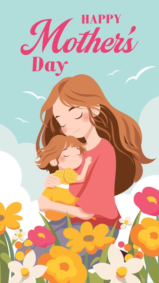 Mother and daughter celebrating Mother's Day vector