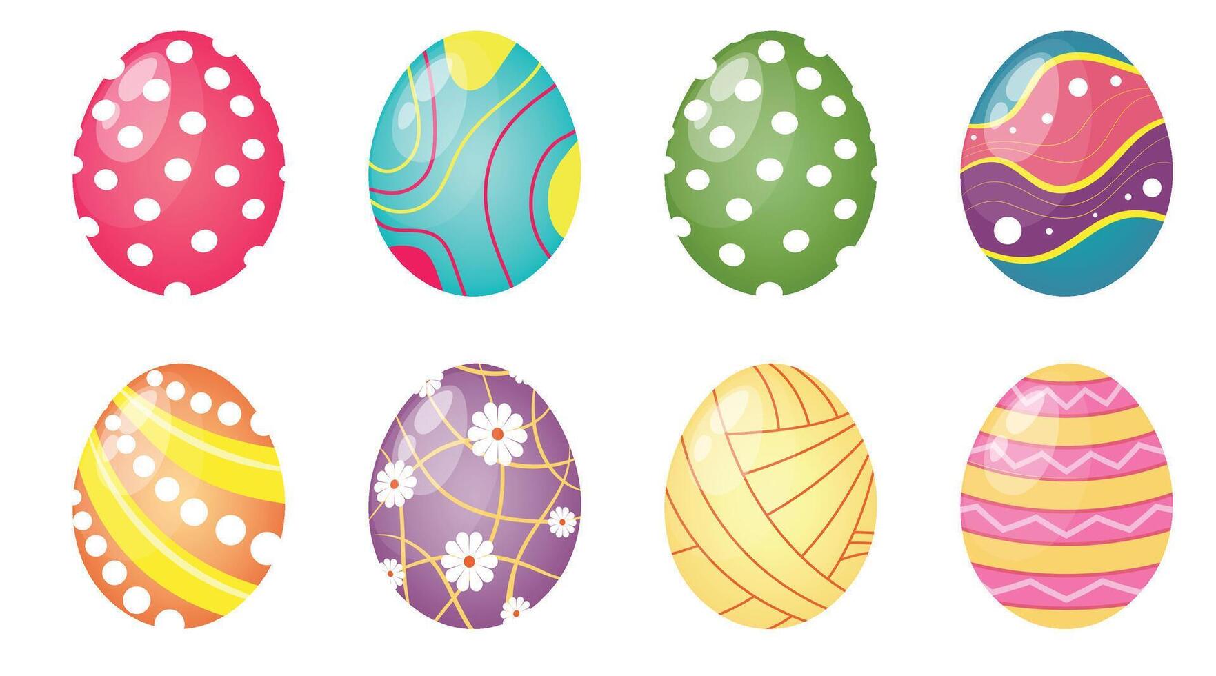Colorful decorated Easter eggs on white vector