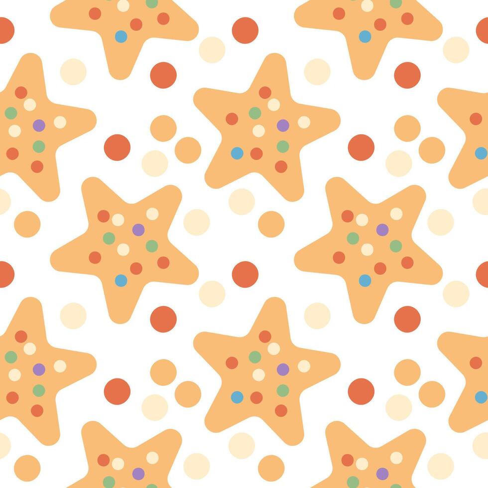 Cute colorful star cookies pattern. vector