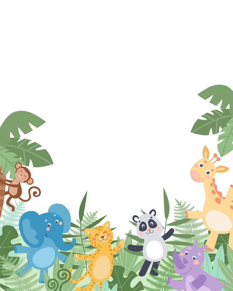 Cute safari animals banner isolated. vector