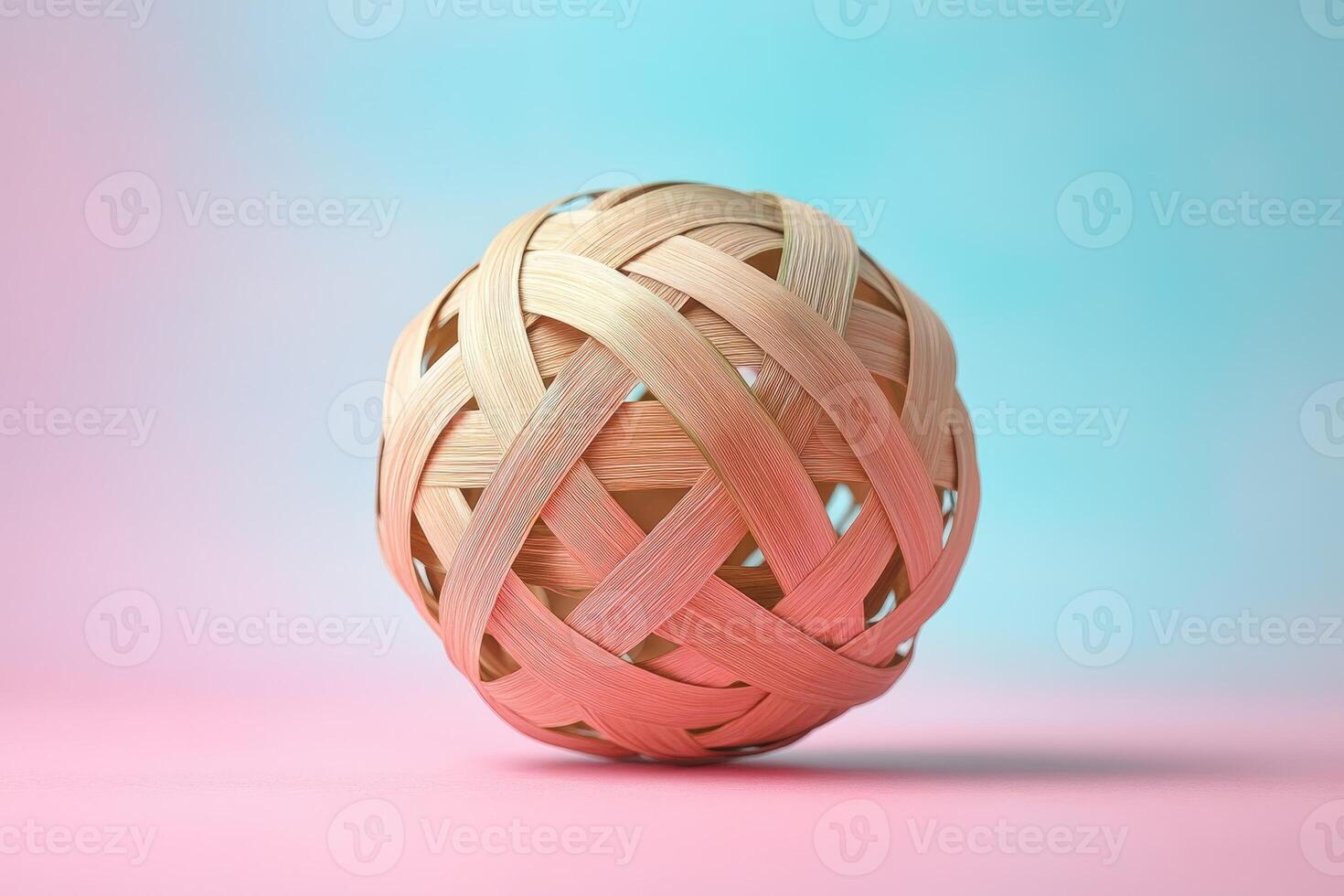 A wooden ball with a woven pattern on it photo