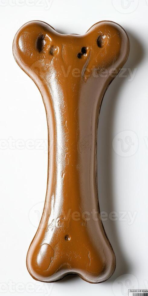 A chocolate dog bone shaped like a letter i photo