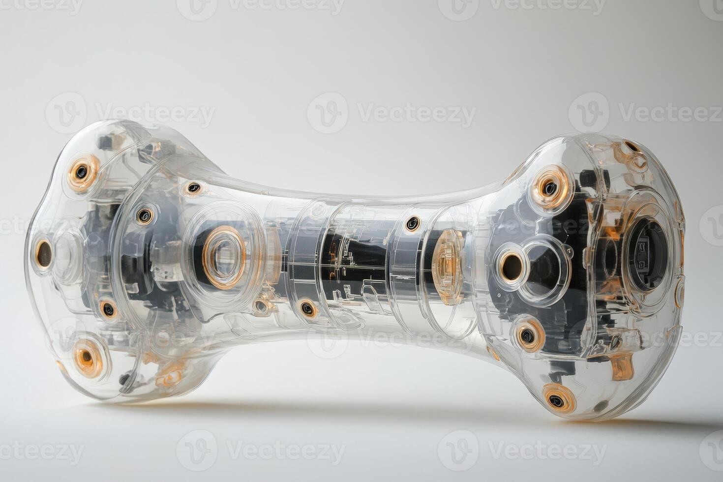 A clear plastic object with a metal base photo