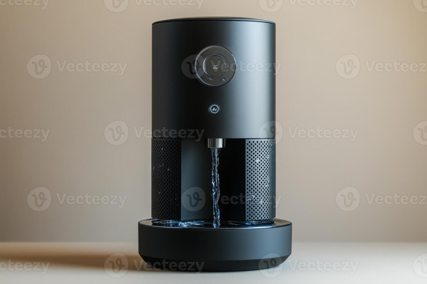 A black water dispenser with a water pump photo