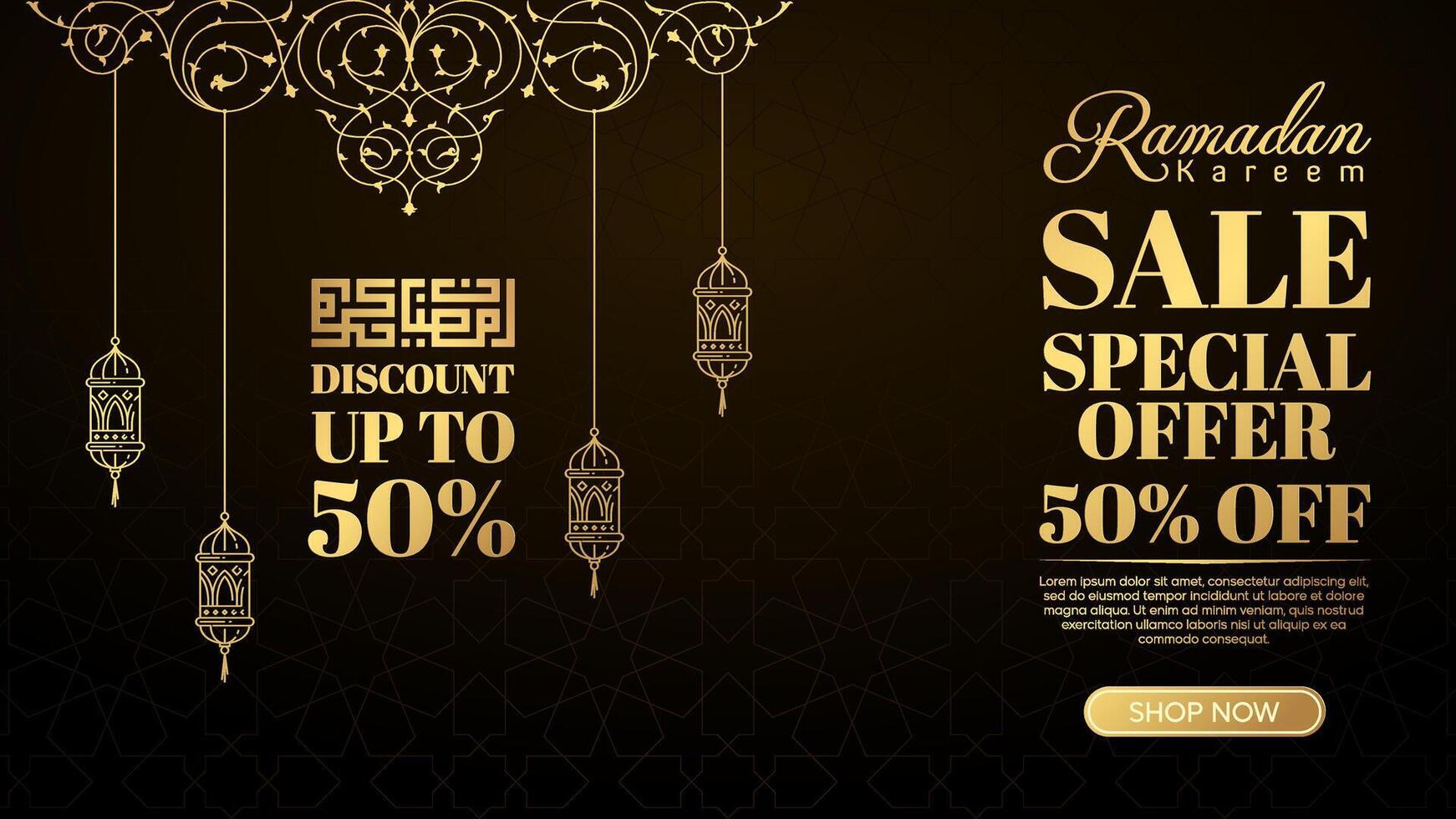 Islamic Festive Background for Eid and Ramadan Promotions with Golden Floral Ornaments vector