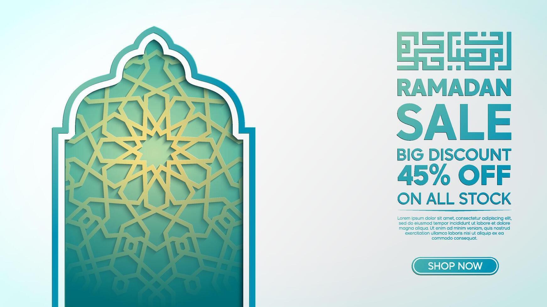 Ramadan Mubarak Social Media Post Template with Mosque Door Geometric Ornament vector