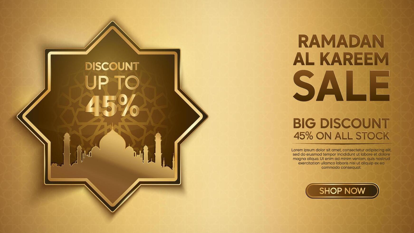 Modern Islamic Ramadan Sale Flyer with Mosque Silhouette vector