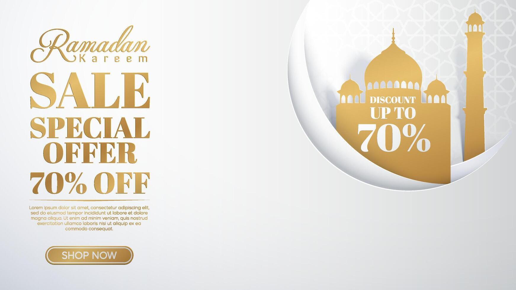 Ramadan sale with up to 70% off vector