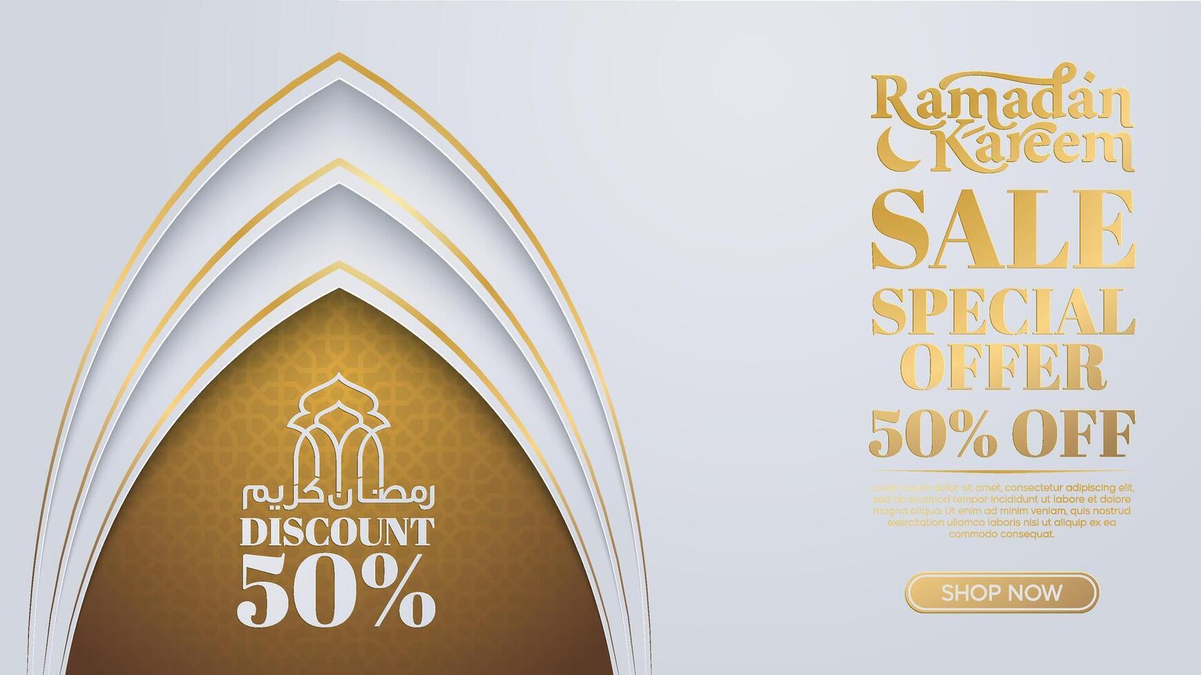 Ramadan sale with 50% discount vector
