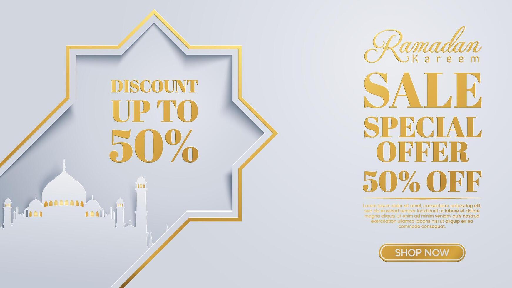 Ramadan sale with 50% discount vector