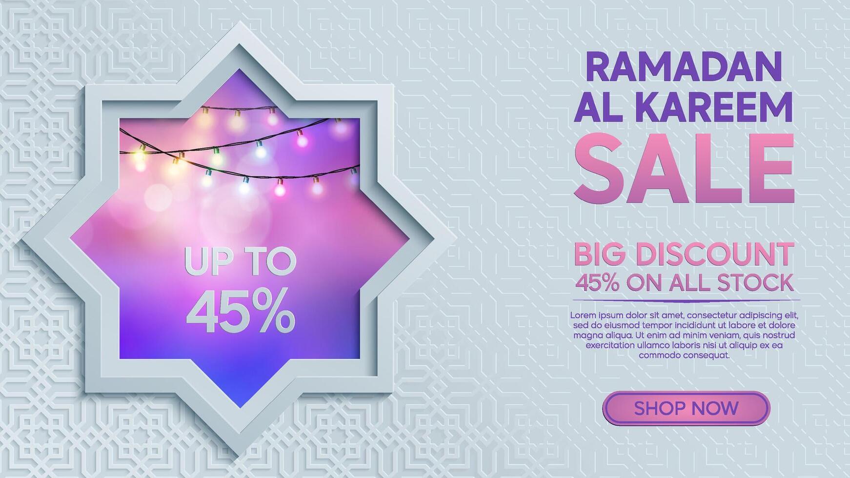 Islamic Festive Ramadan Kareem Background with Mosque Window and Colorful Lanterns vector