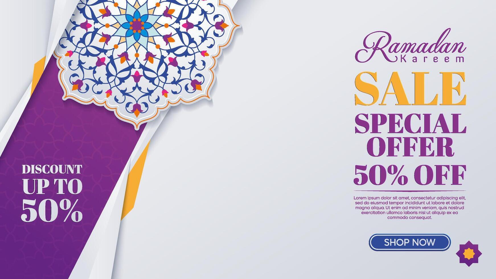 Elegant Arabic Style Eid Sale Banner with Oranament Modern Pattern Paper Cut vector
