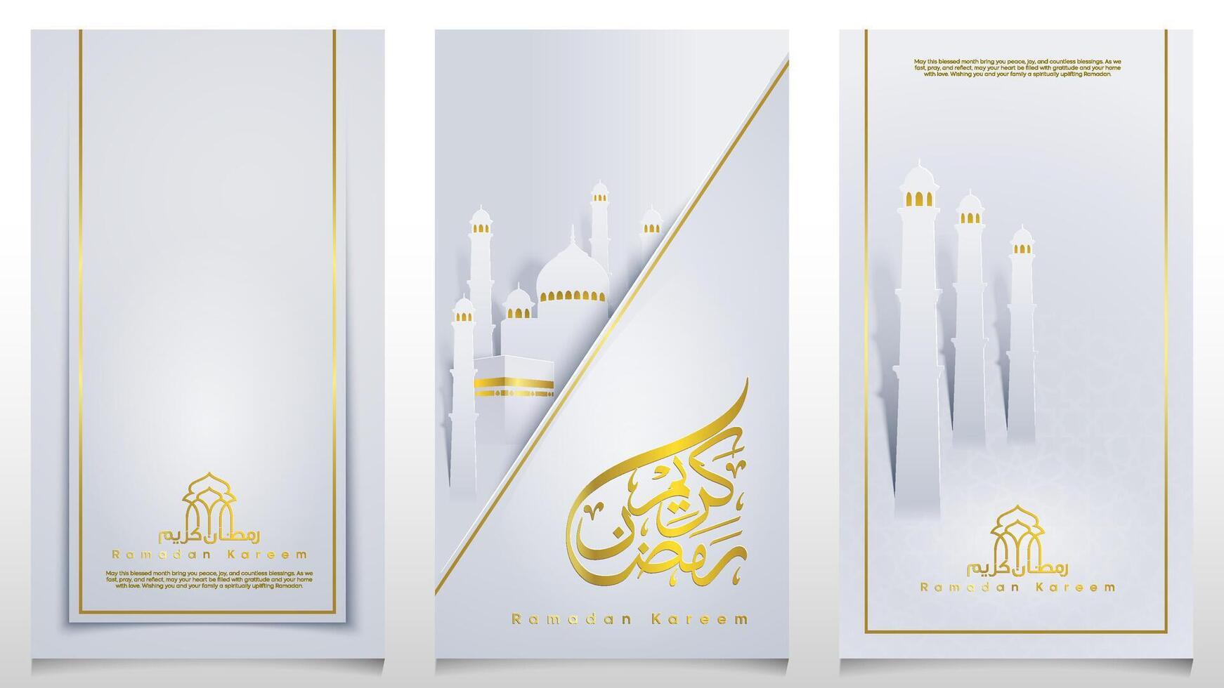 Ramadan Kareem islamic paper cut silhouettes design background for banner and greeting card template vector