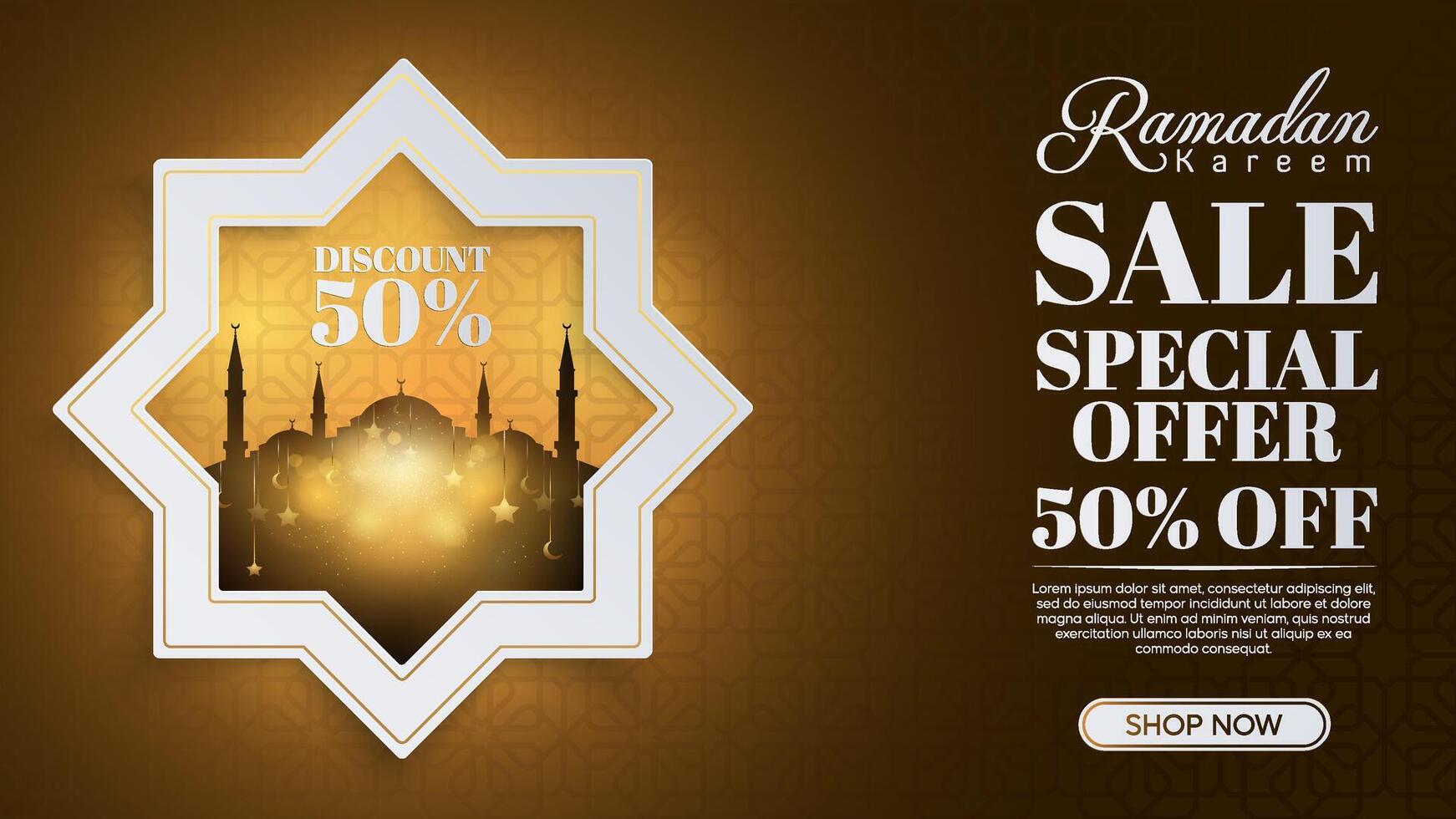 Luxury Ramadan Sale Poster with Crescent Moon and Ornamental Motifs vector