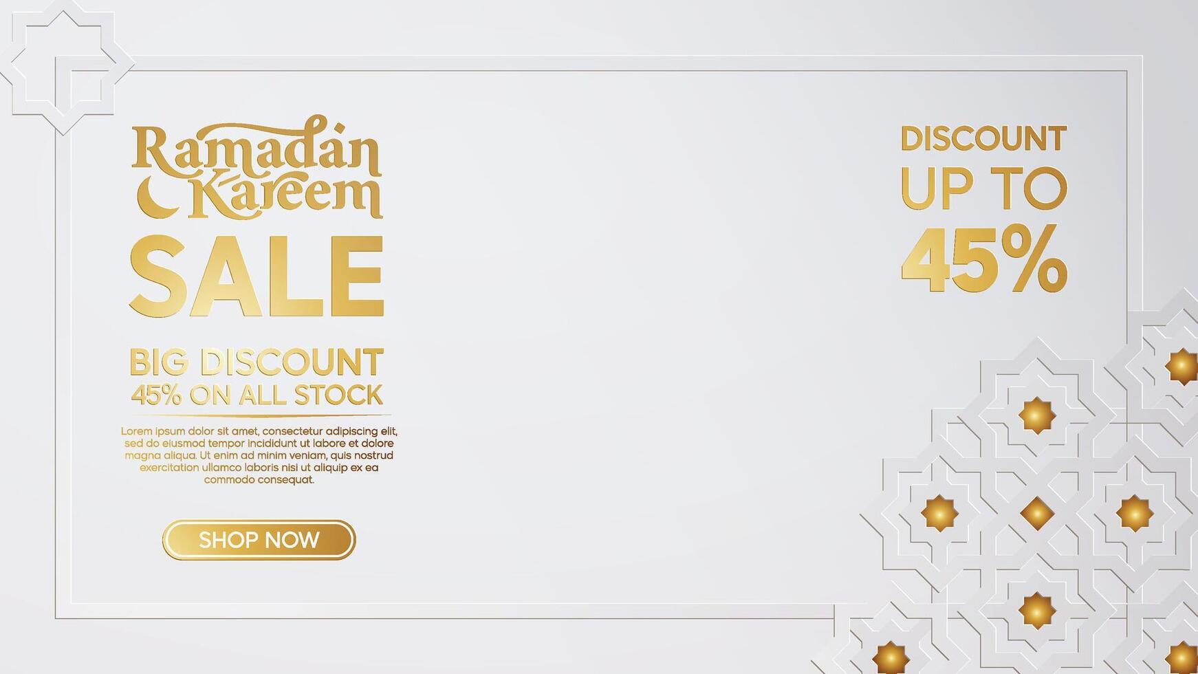 Ramadan Kareem Social Media Post Big Discount with geometric arabic pattern illustration vector
