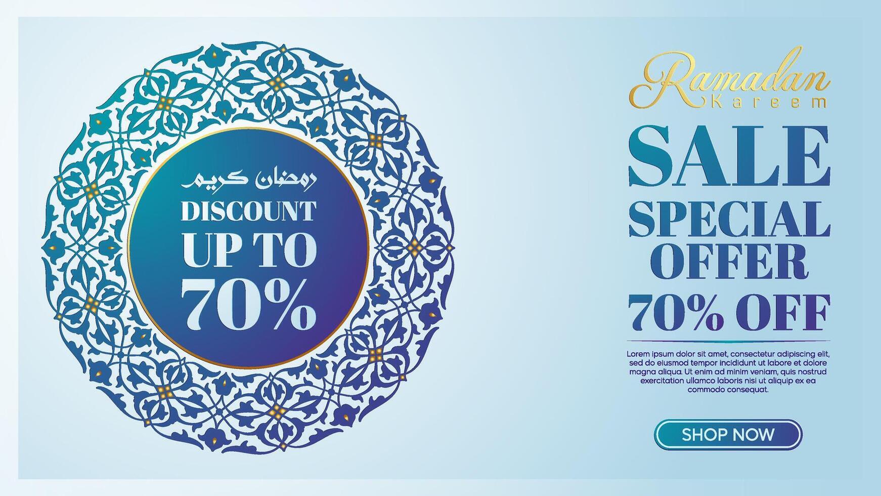 Ramadan Special Offer Islamic Social Media Post with Blue Circle Floral Pattern vector