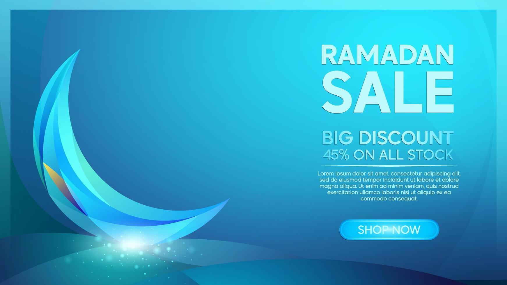 Islamic Lantern and Crescent Moon Background for Ramadan Promotion vector
