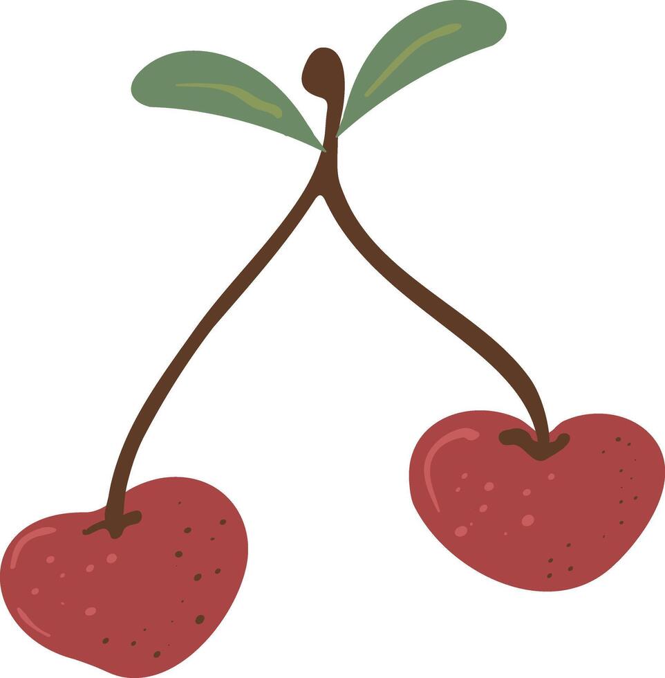 Cherry icon - red berry fruit illustration with two cherries. Organic product labels, and fresh fruit concepts. Isolated on white background for easy use as icons or clipart vector