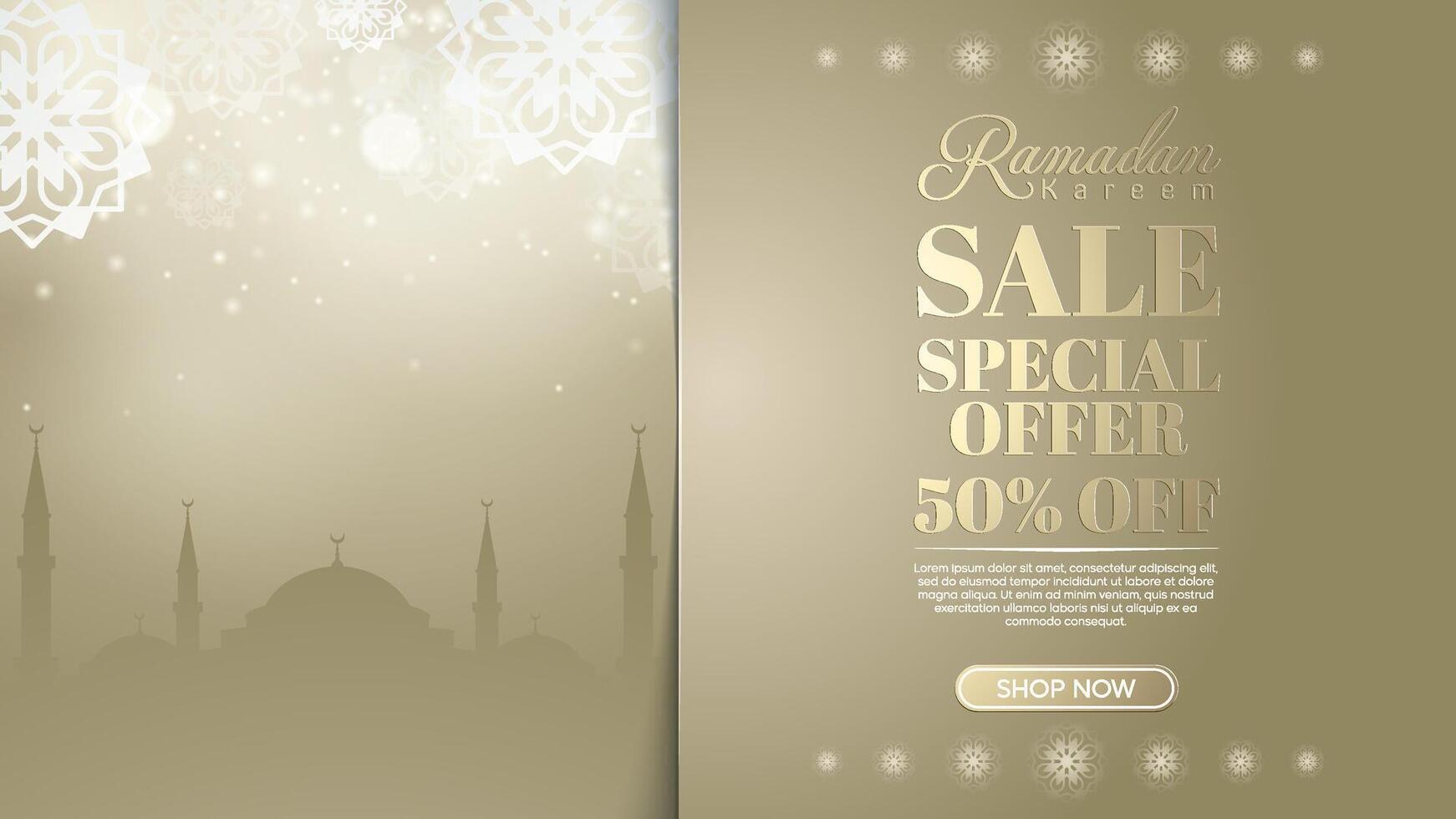 Ramadan sale promotion with 50% off vector