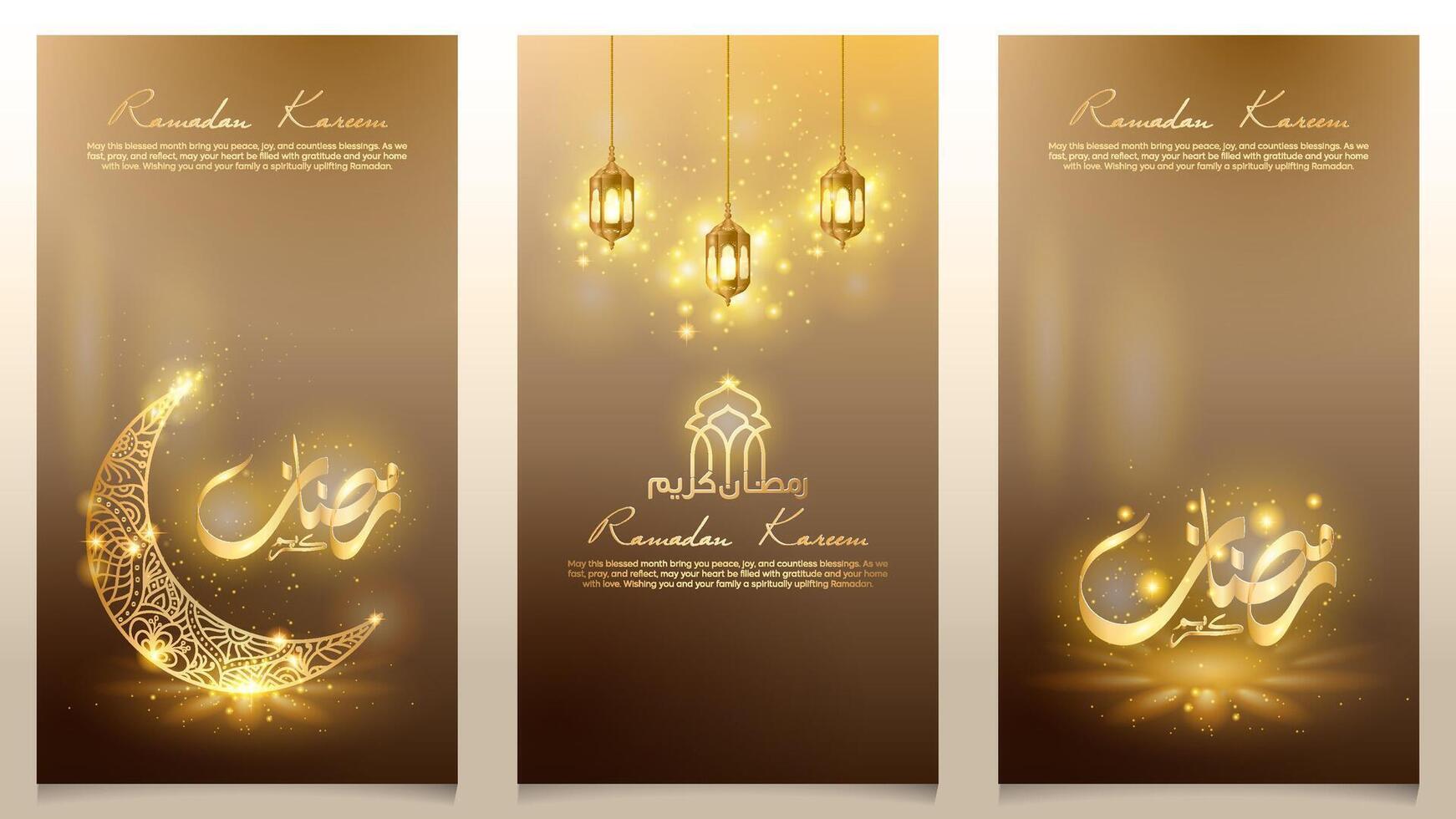 Ramadan Kareem Islamic background design glow crescent and arabic lantern for banner and greeting card vector