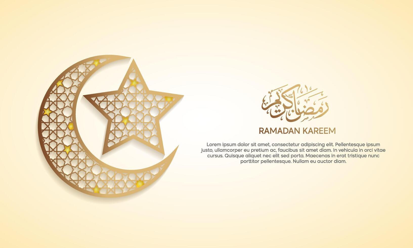 Ramadan Kareem Banner with Geometric Crescent Moon Ornament on a Light Background vector