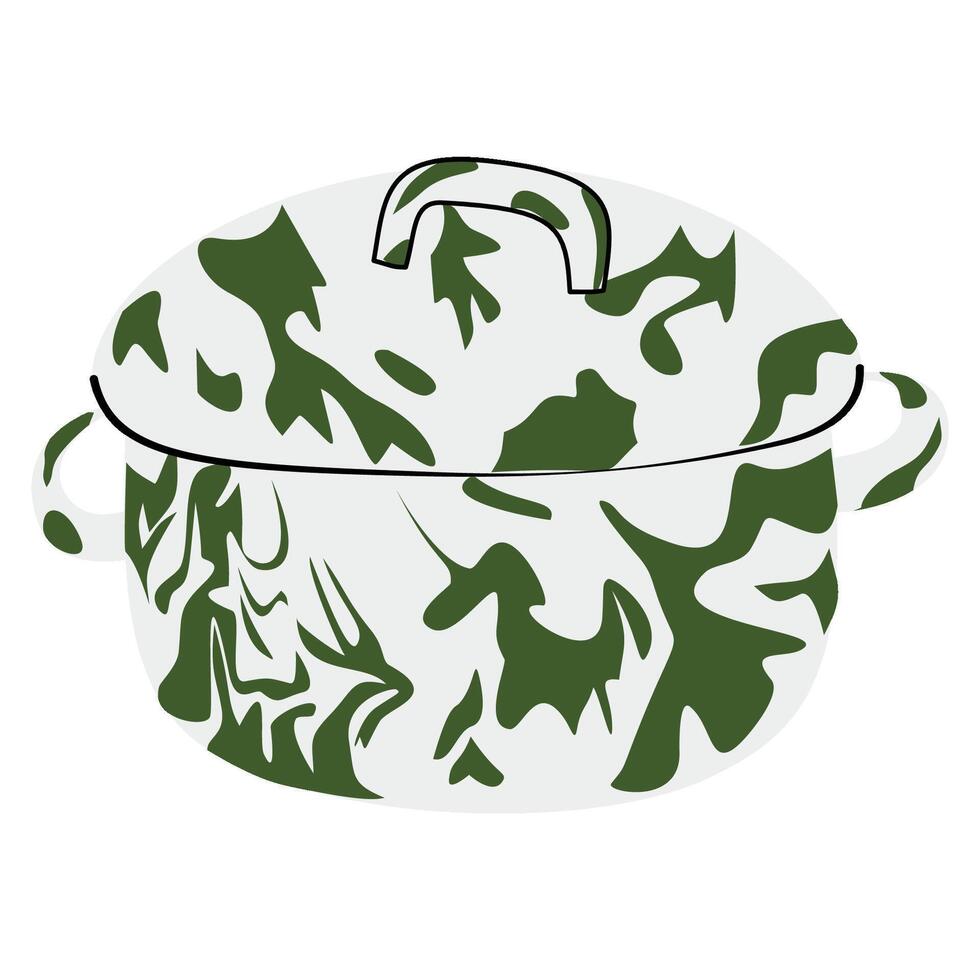 Green Enamel Cooking Pot Illustration vector