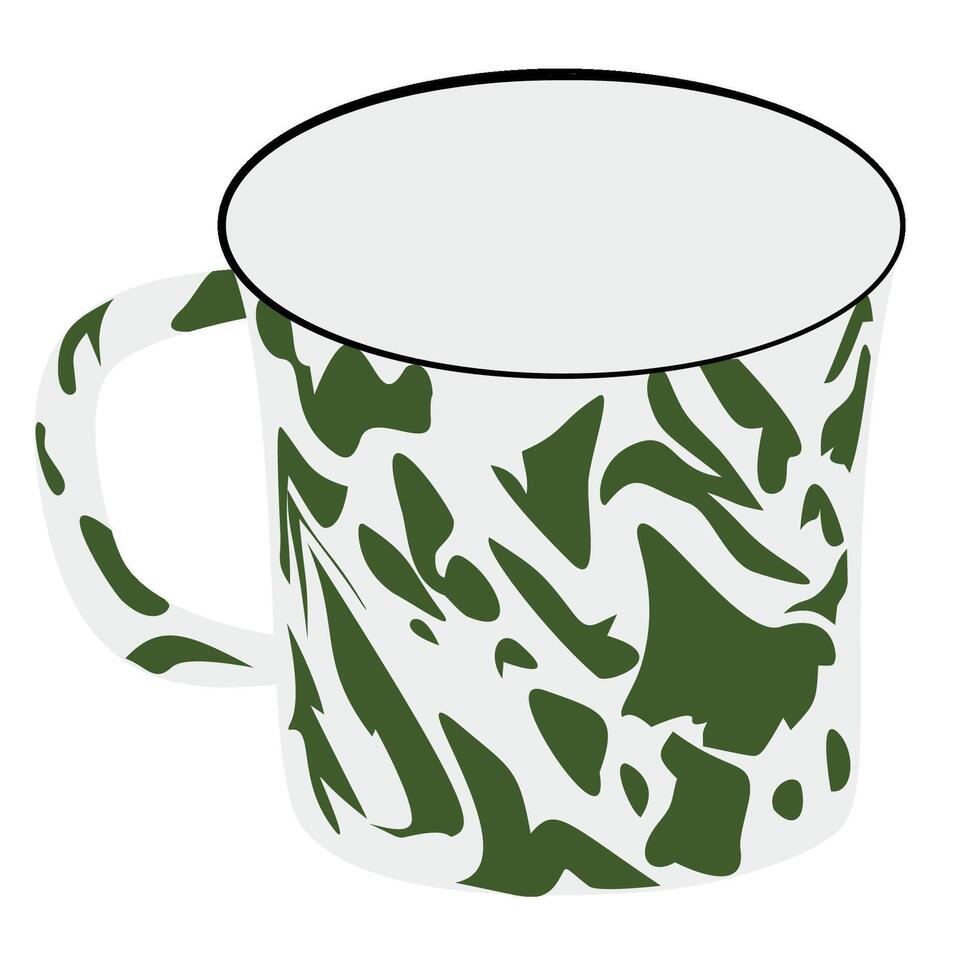 Enamel Mug with Green Camouflage Pattern vector