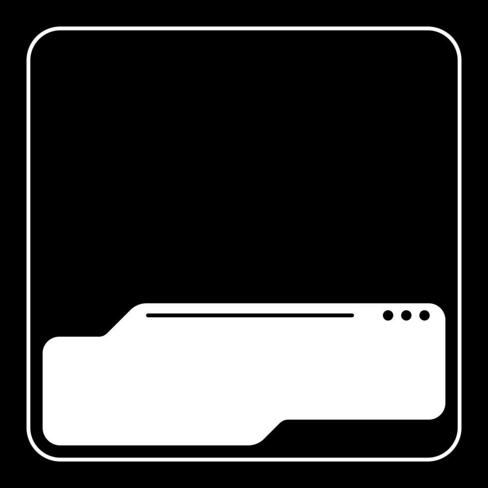 Minimalist Black and White Folder Window Graphic. Clean Simple File Explorer Frame with Rounded Corners and Outline Style. vector